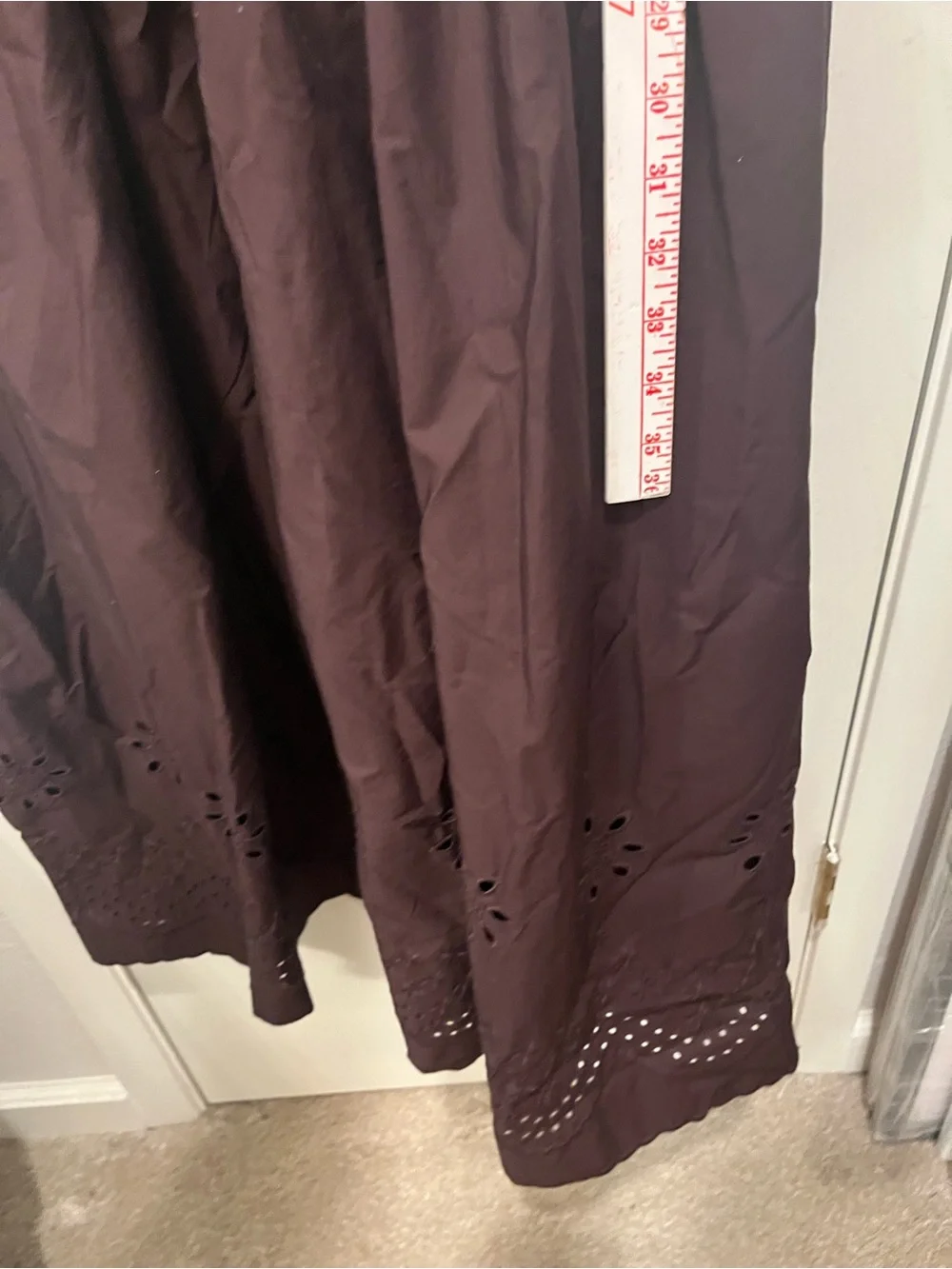 NEW J. Crew Smocked Waist Eyelet Hem Brown Cotton Poplin Maxi Dress Size XL